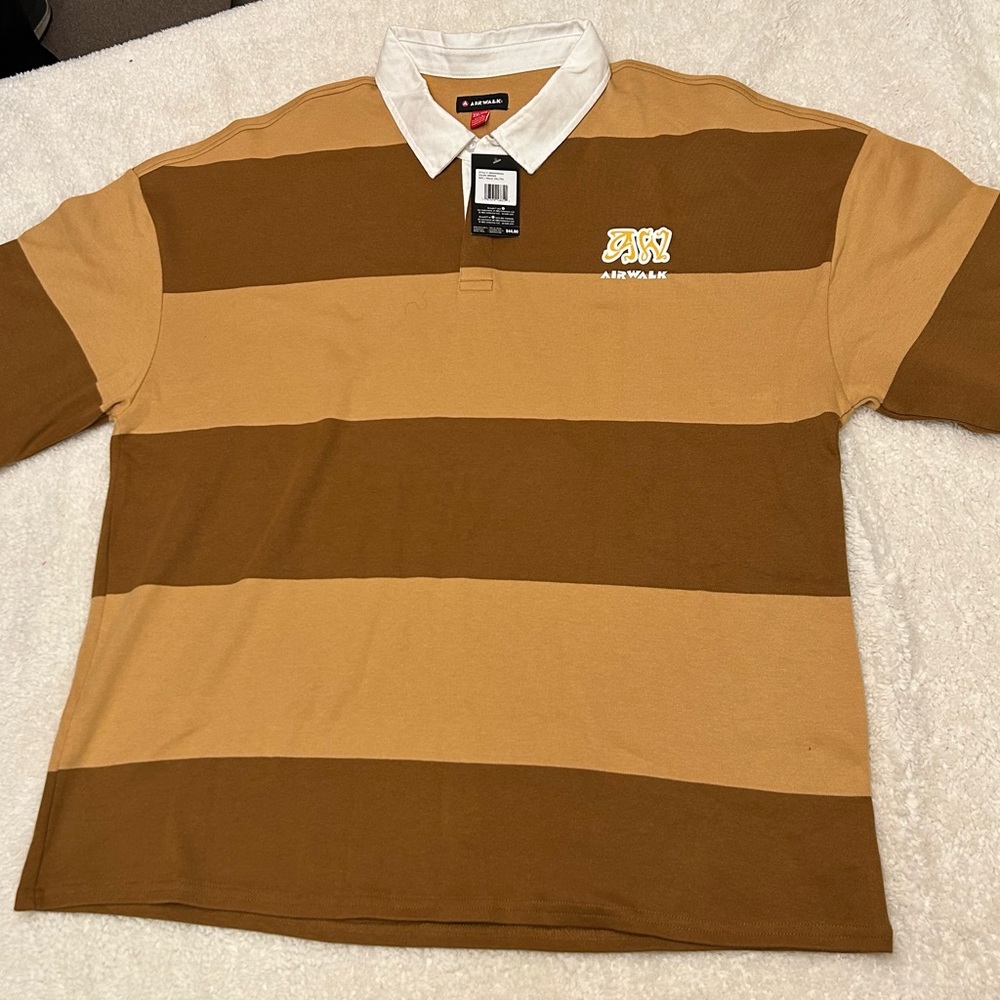 Airwalk Men's Brown Striped Polo Shirt